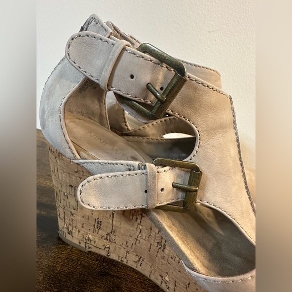 Nine West Erino Gray Leather Platform Wedge Gladiator Sandals Size 6.5 - Picture 5 of 8